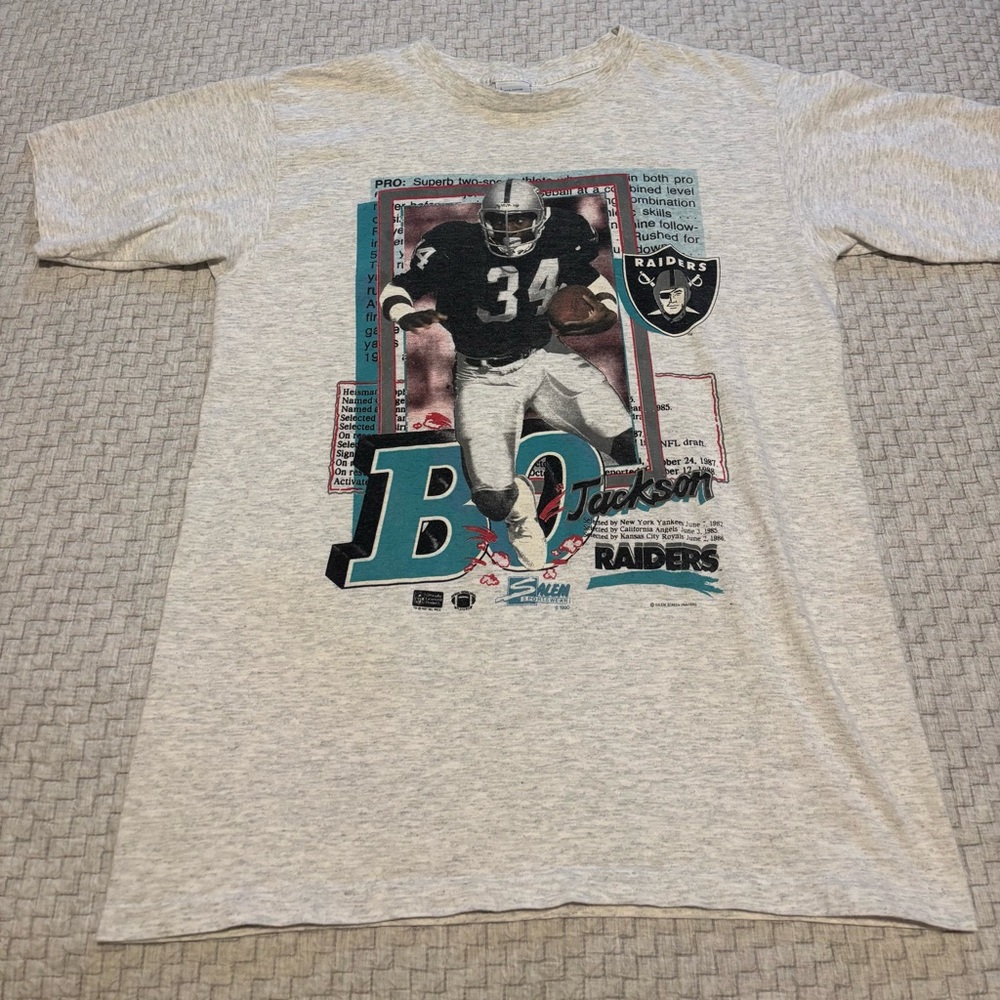 Vintage Bo Jackson Salem Sportswear Oakland Raiders NFL Football T-Shirt Large